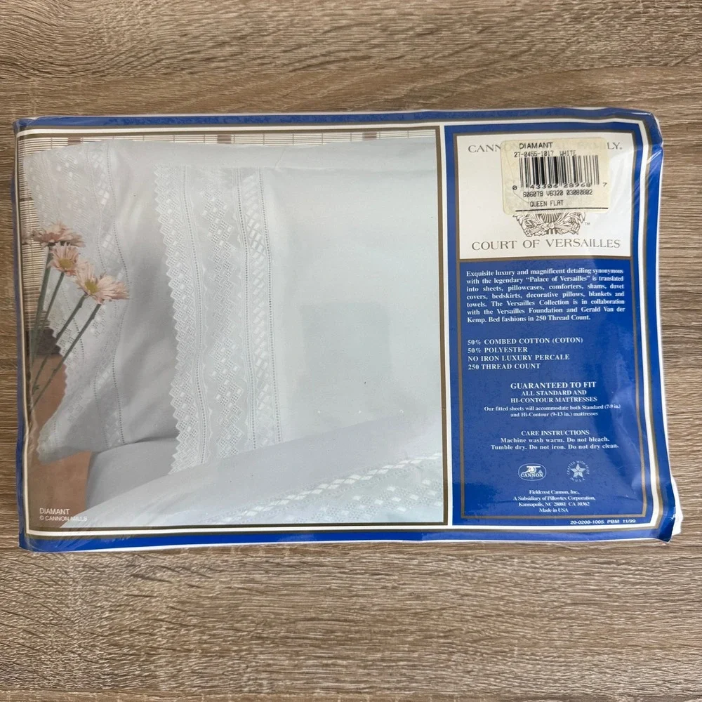 Cannon Royal Family Court of Versailles Queen Flat Sheet White Diamant 250TC